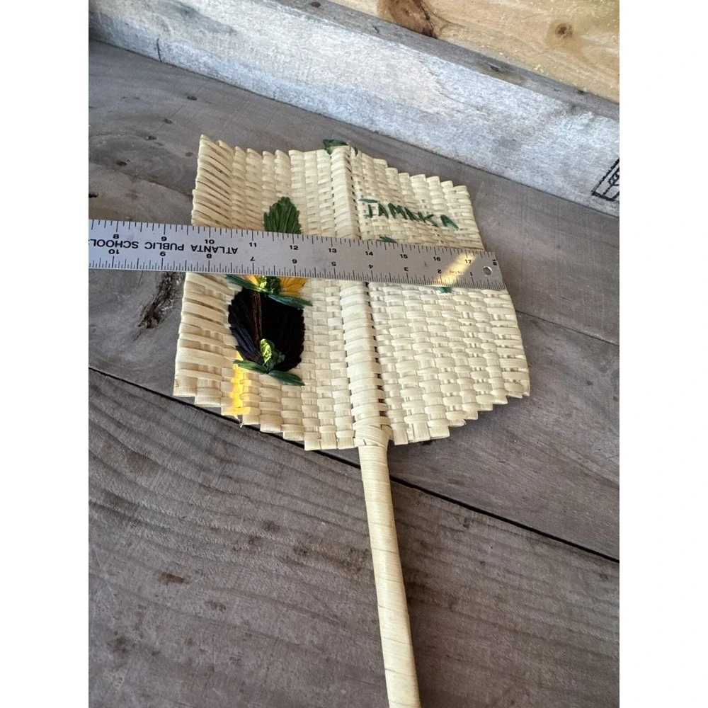 Old‎ Time Jamaican Hand Fan Souvenir Hand-made Straw Jamaican Decor